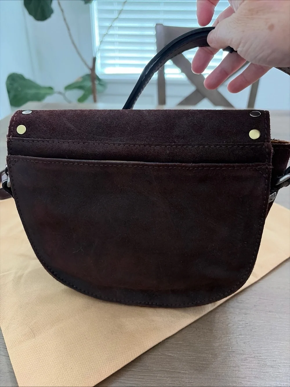 Patricia Nash Isola whiskey Suede Studded Crossbody Bag